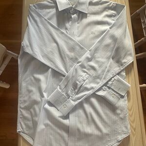 Burberry Sky Blue Striped Dress Shirt